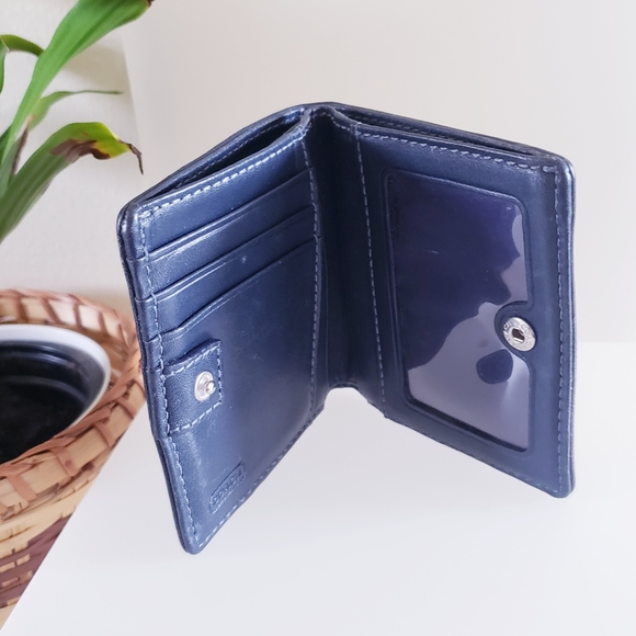 COACH Monogram Leather & Canvas Small Bifold Wallet - Picture 10 of 11